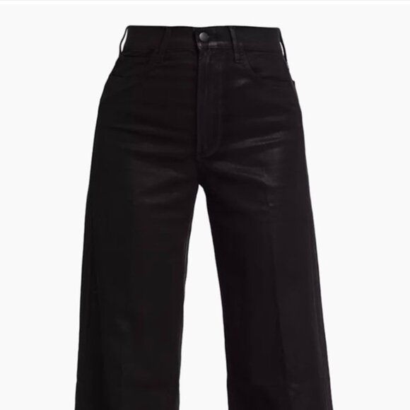 New Joe's Jeans The Mia High Rise Wide Leg Coated Subtle Sheer Black Sz 25 - Picture 9 of 12